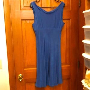 J Crew 100% silk dress sleeveless w lovely draping flow & swishes blue cerulean